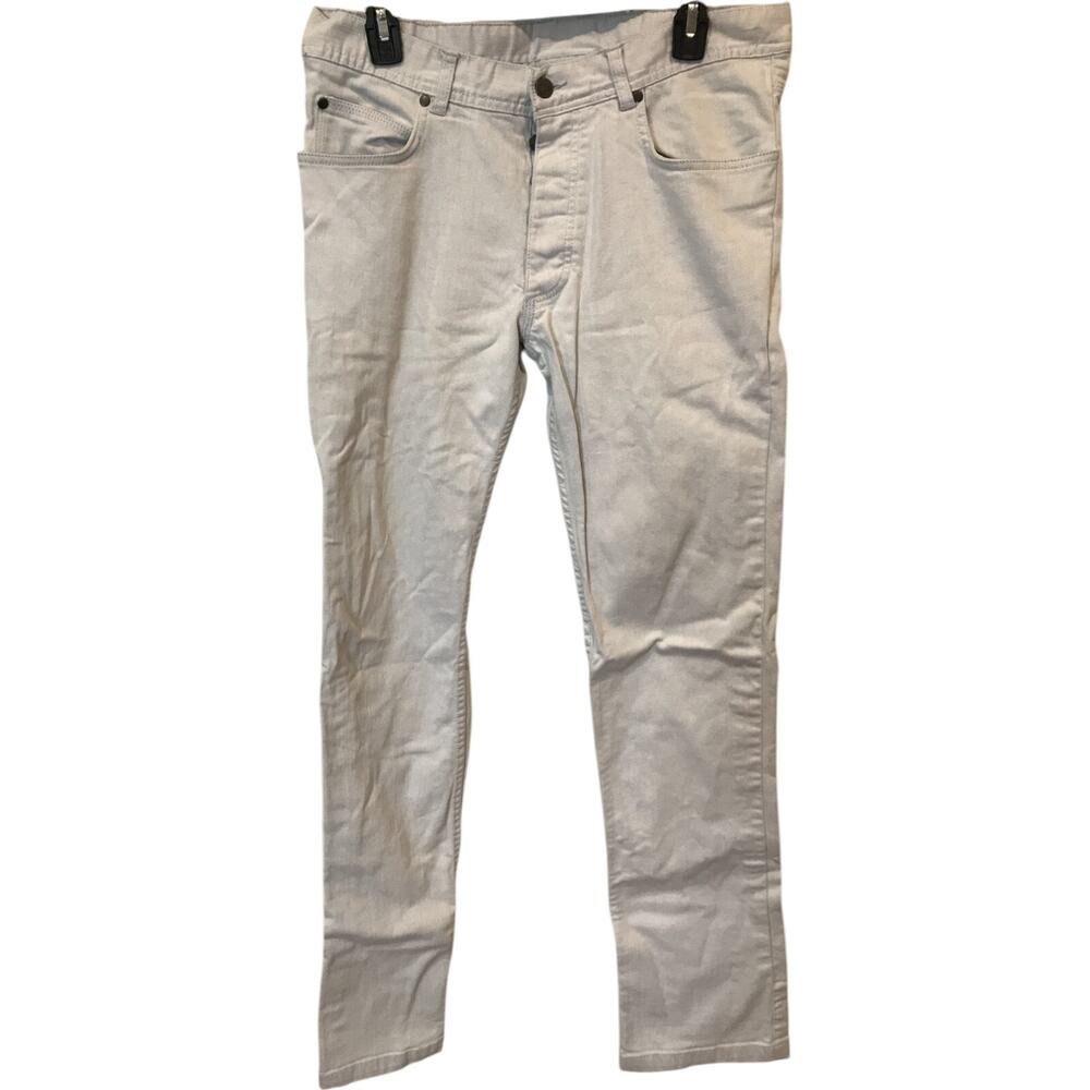 Jeans Mens Size 34 White Denim Skinny Leg Low Rise 5 Pockets Design Flat Front